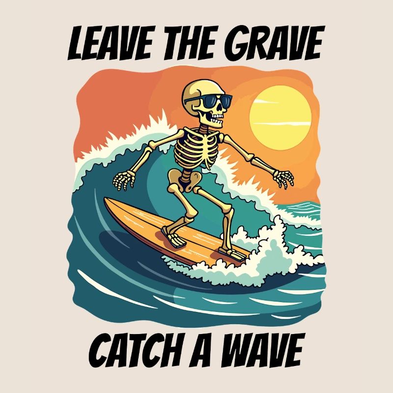Surfing Surfing Skeleton Fun Cool Beach Vacation