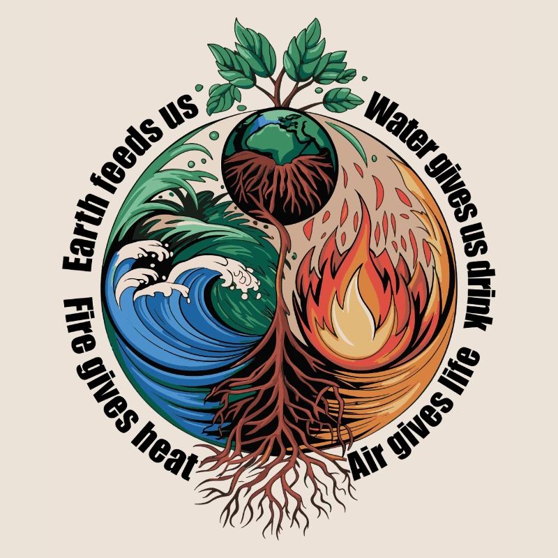 Vier-Elemente-Baum - Erde, Wasser, Feuer, Luft