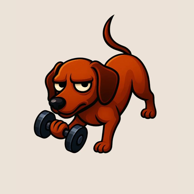 Energetic Dachshund with Dumbbell Comic Motivation