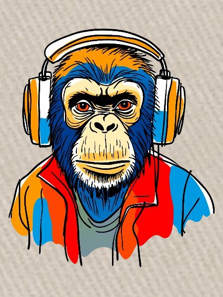 Monkey with headphones