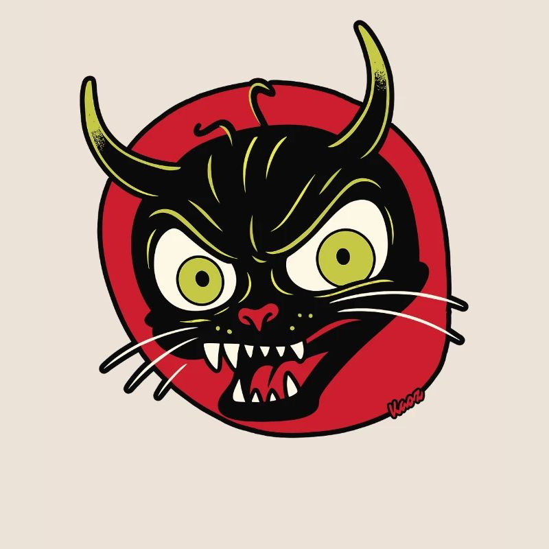 Devilish grimace of a devil cat