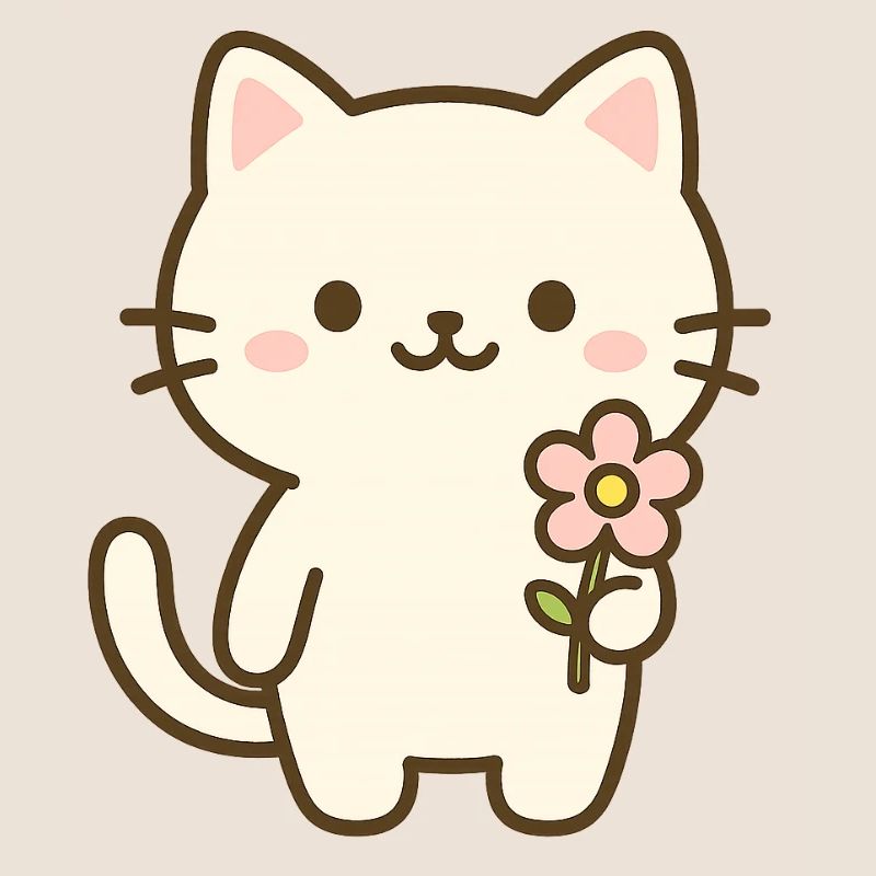 Chat mignon avec fleur