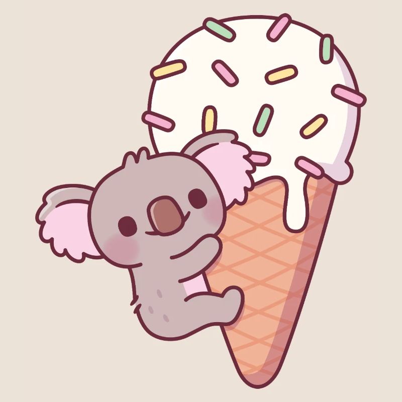 Drôle de koala s’accrochant à un cornet de crème glacée
