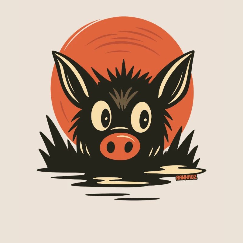 Dessin animé de cochons dans la boue