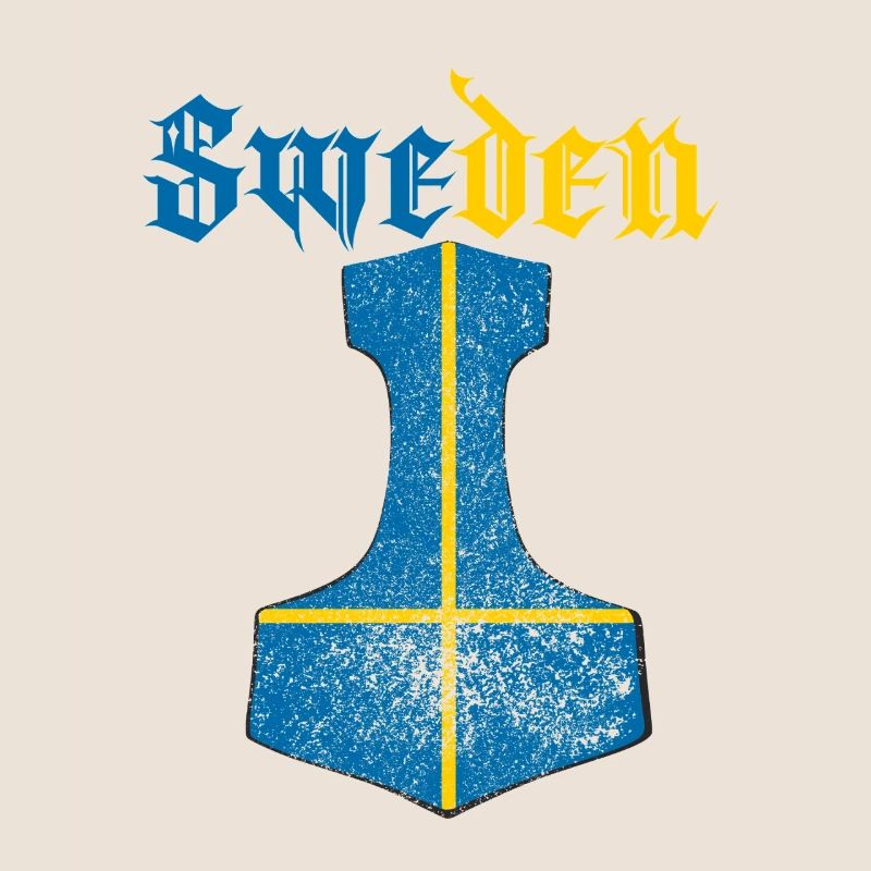 Drapeau de la Suède – Mjölnir Thorhammer Design