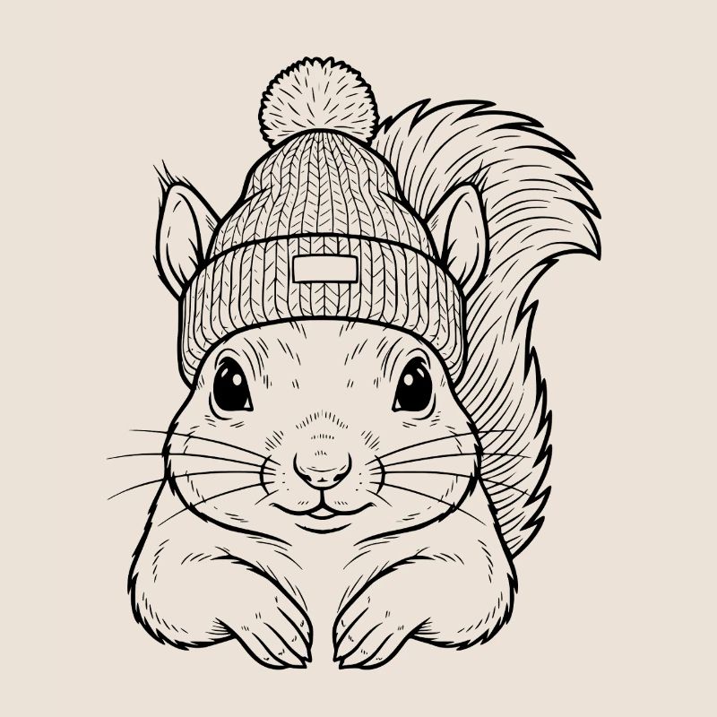Süßes Eichhörnchen mit Mütze