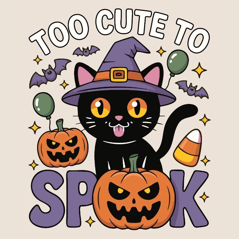 Trop mignon pour être effrayé - Chat sorcière mignon