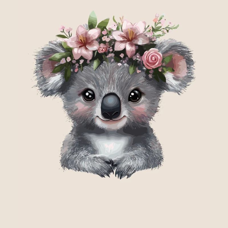 Koala avec illustration de couronne de fleurs