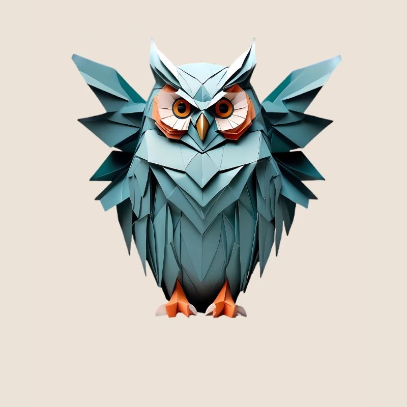 Blau Low-Poly Eule Design