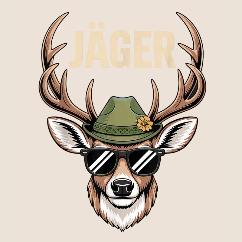 Jäger Hirsch mit Hut Sonnenbrille