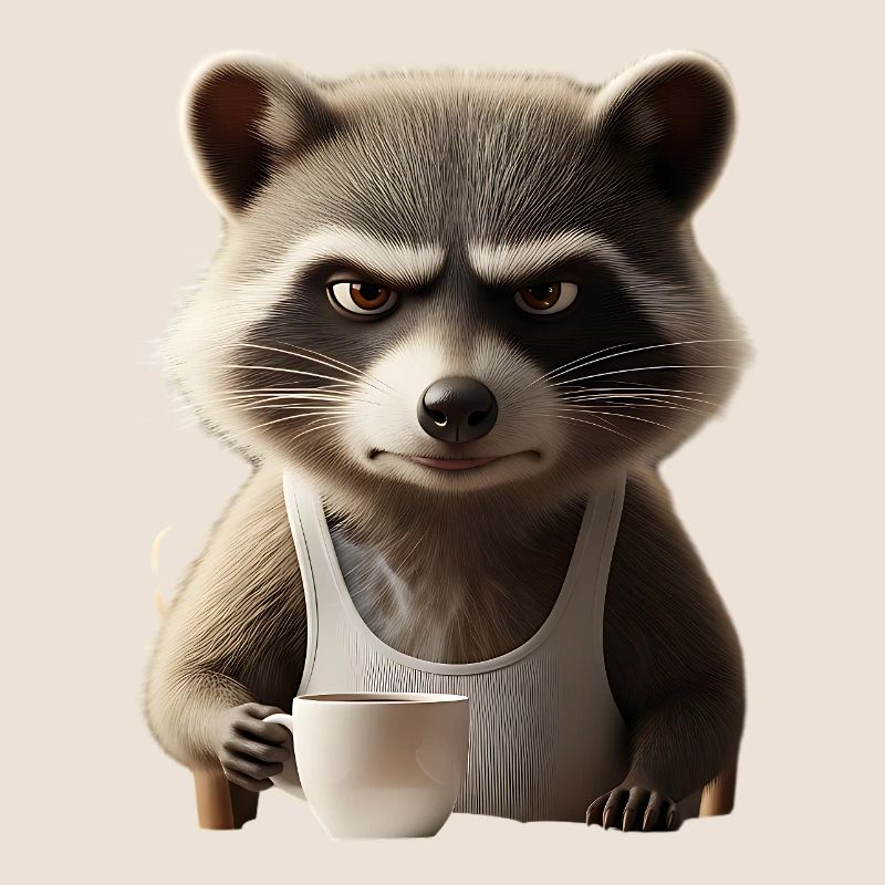 Grumpy Raccoon with Coffee – Morning Grouch Design