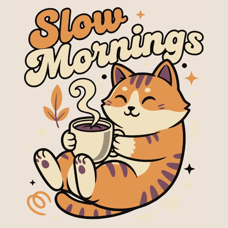 Langsame Morgenkatze mit Kaffee