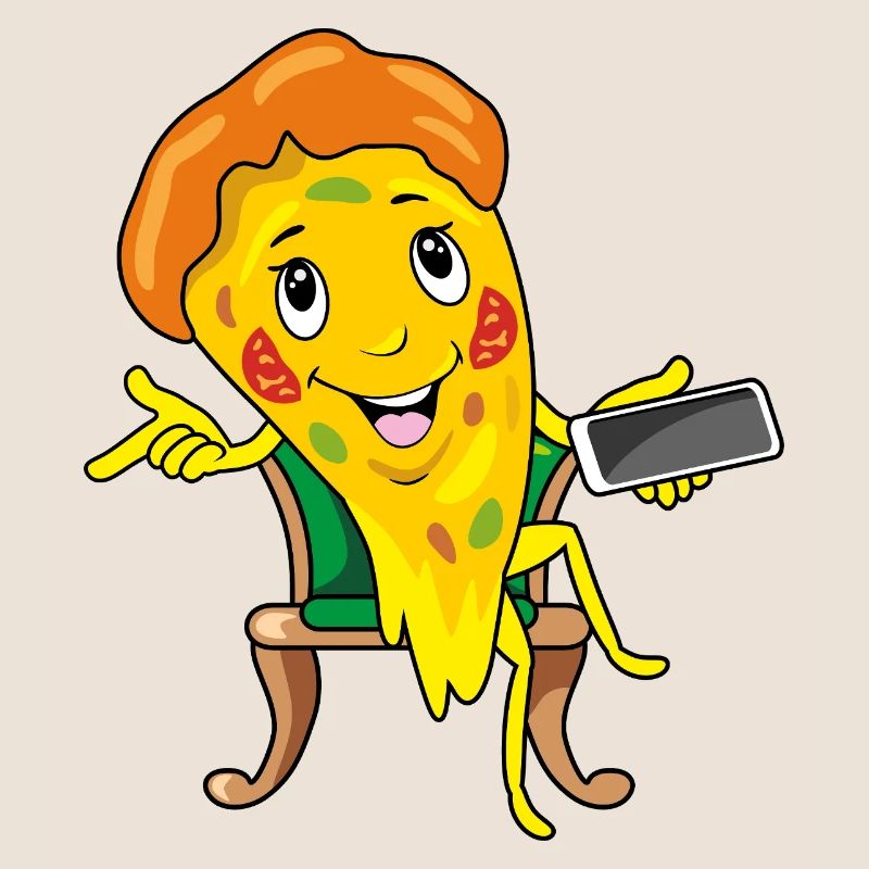 Une part de pizza de dessin animé prend commande