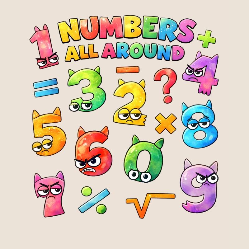 Rainbow Math Faces & Numbers