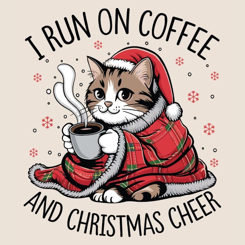 Kätzchen-Weihnachtskaffee und Freude