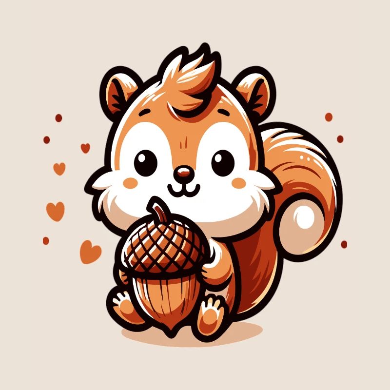 Süßes Eichhörnchen mit Herz-Eichel