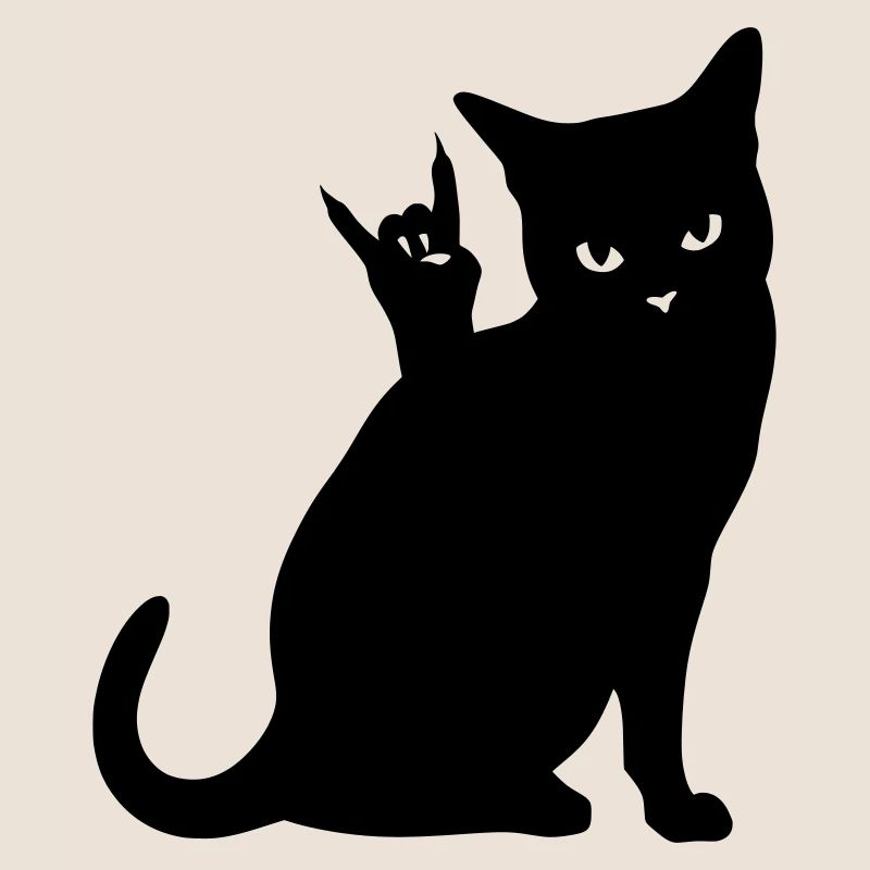 Schwarze Katze – Devil Horns Silhouette