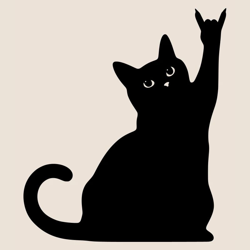 Schwarze Katze – Devil Horns Silhouette