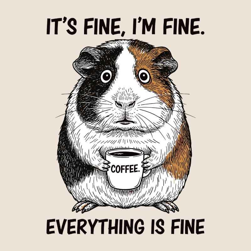 C’est bon, je vais bien café, cochon d’Inde.