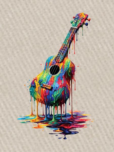 Ukulele with dripping paint