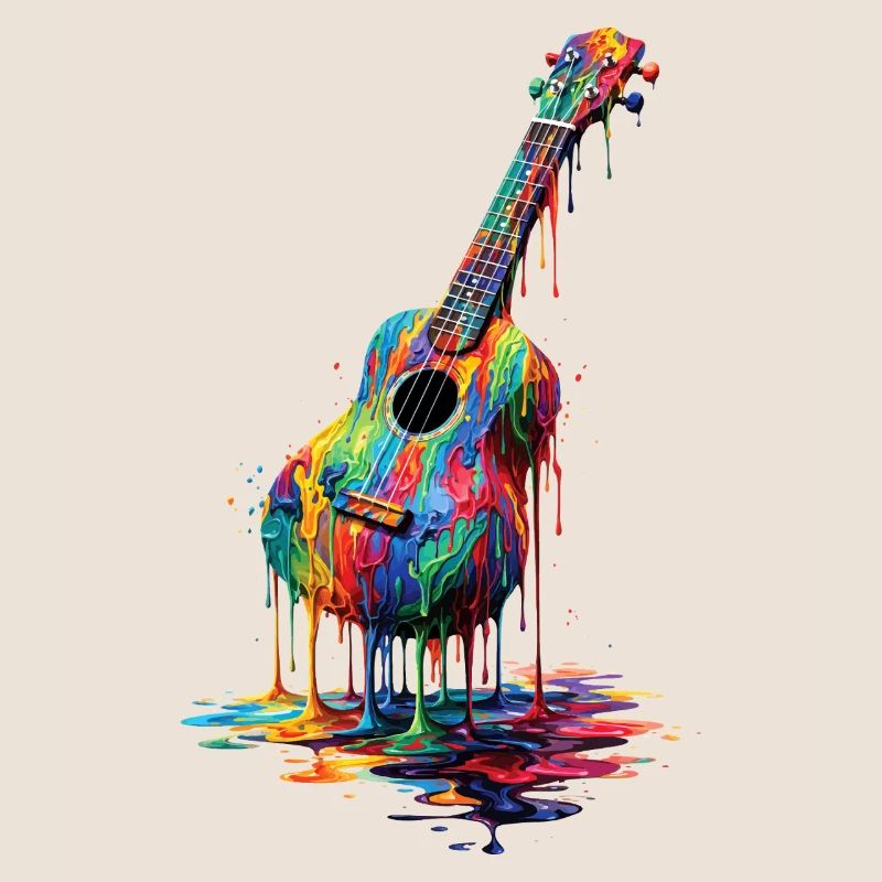 Ukulele with dripping paint