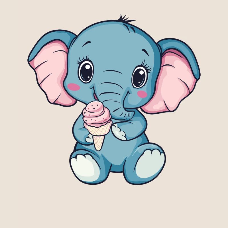 Kuschelig Elefant Eiscreme Illustration