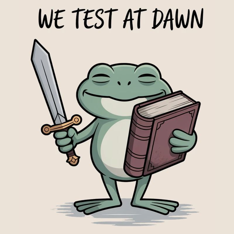 Dawn Test Frog with Sword and Book
