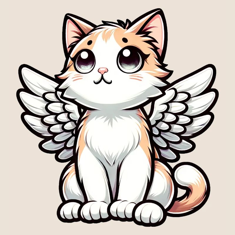 Dessin de bande dessinée ange chat mignon
