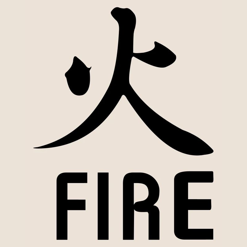 Feuer kanji mit Text