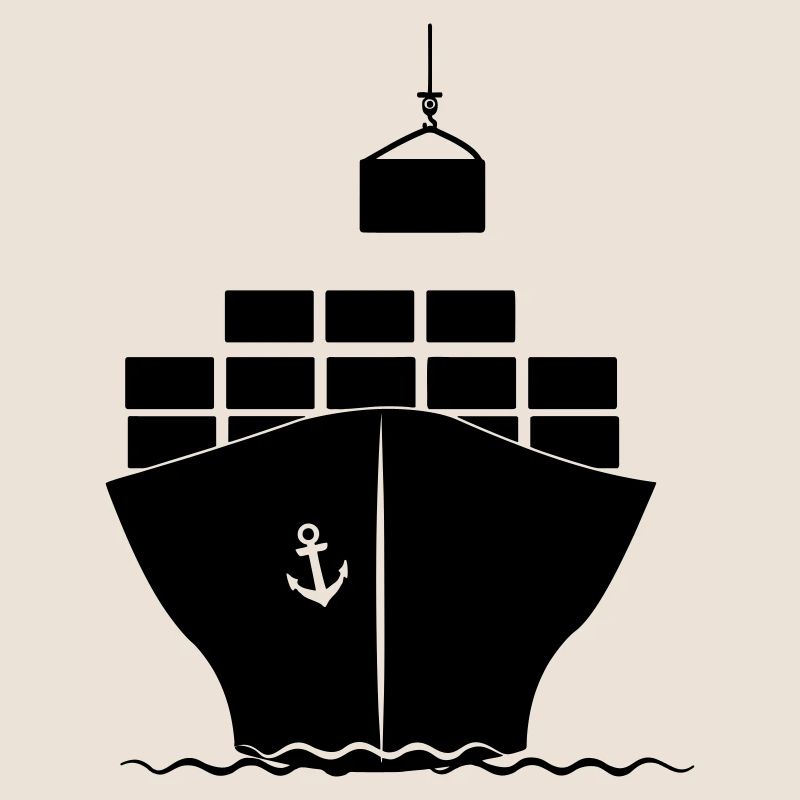 Sea container boat with crane loading