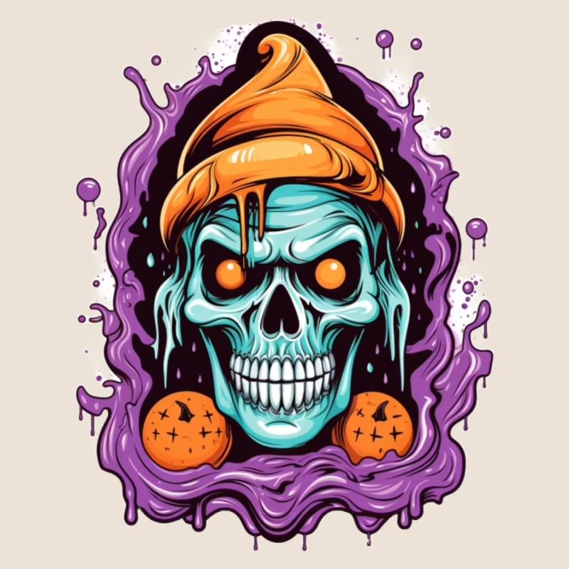 Graffiti Skull with Halloween Elements