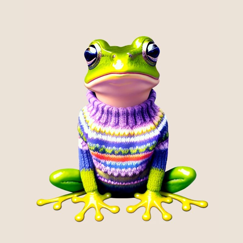 Kleiner Regenbogenfrosch mit Norweger-Pullover