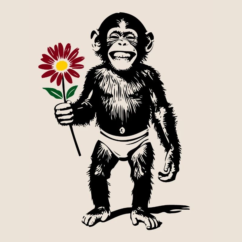 Affe mit Blume Valentinsgeschenk
