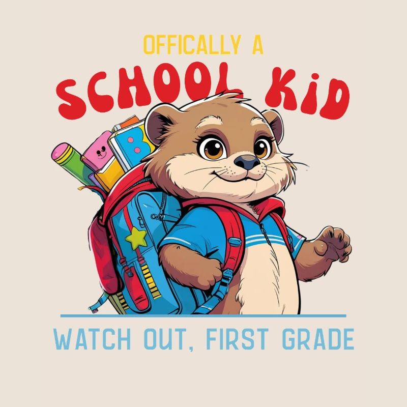 Funny schoolchild with backpack design