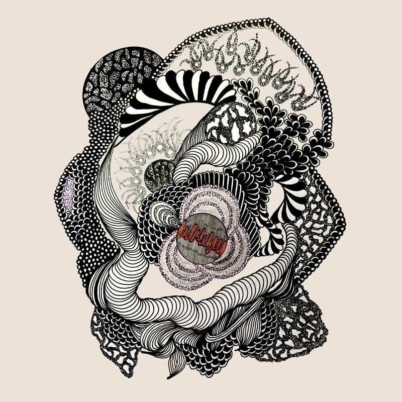 Spirale de Fleurs Noires Blanches
