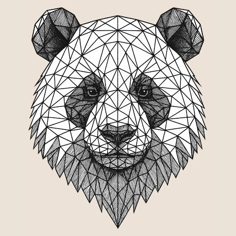 Geometric Panda Grid Art