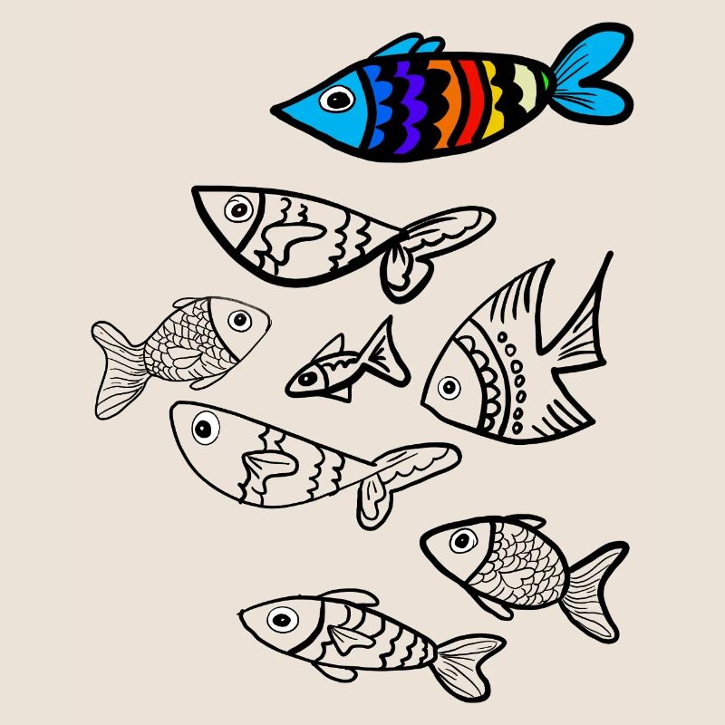 Colorful fish over fish