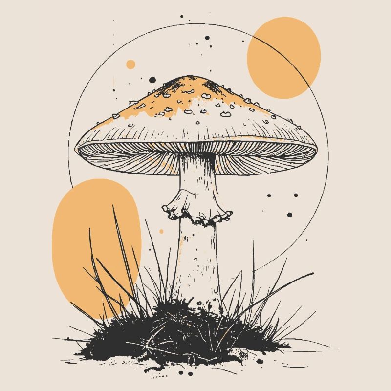 Silhouette de champignon de la forêt de clair de lune