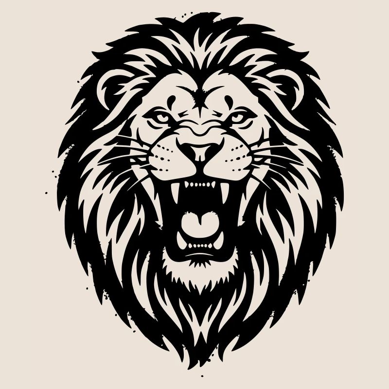 Lion Head Roaring Silhouette