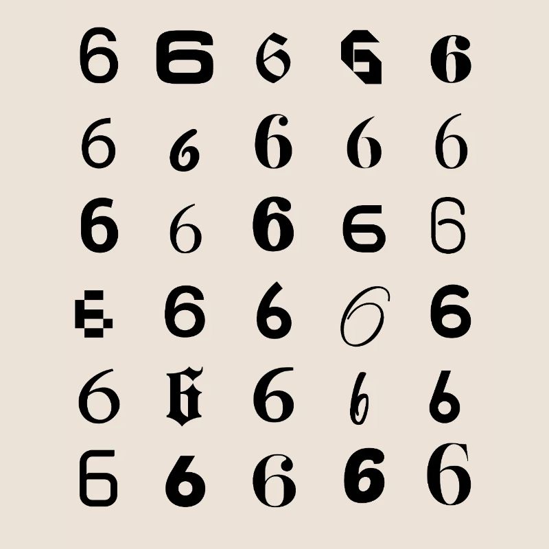 Typography 6 digit mosaic design