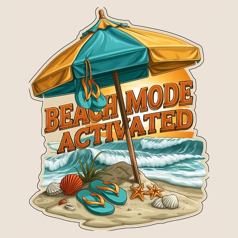 Beach Mode Activated Summer Vacation Umbrella
