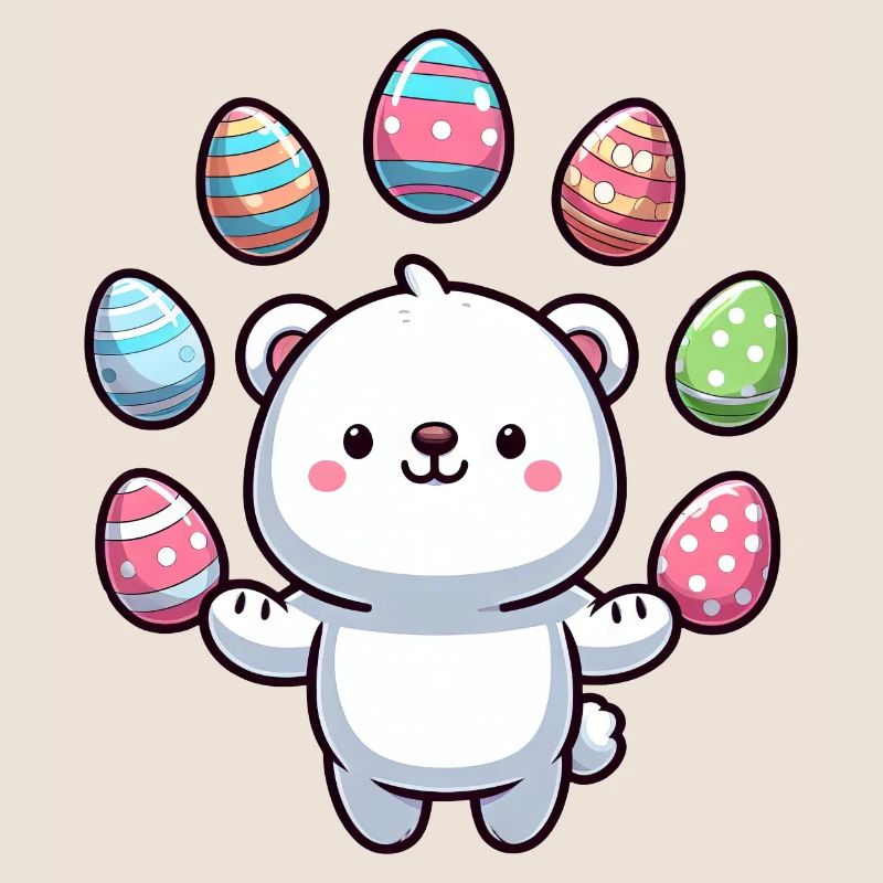 Cartoon Polar Bear Easter Egg Design