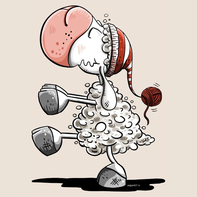 Sleepwalker sheep with sleeping cap