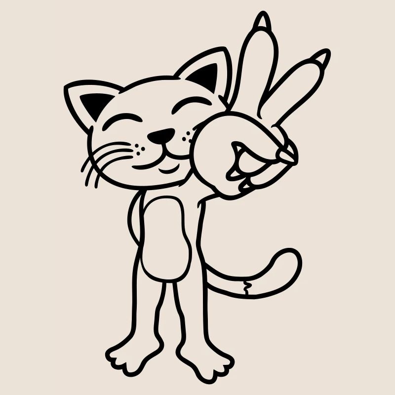 Signe de paix de chat debout