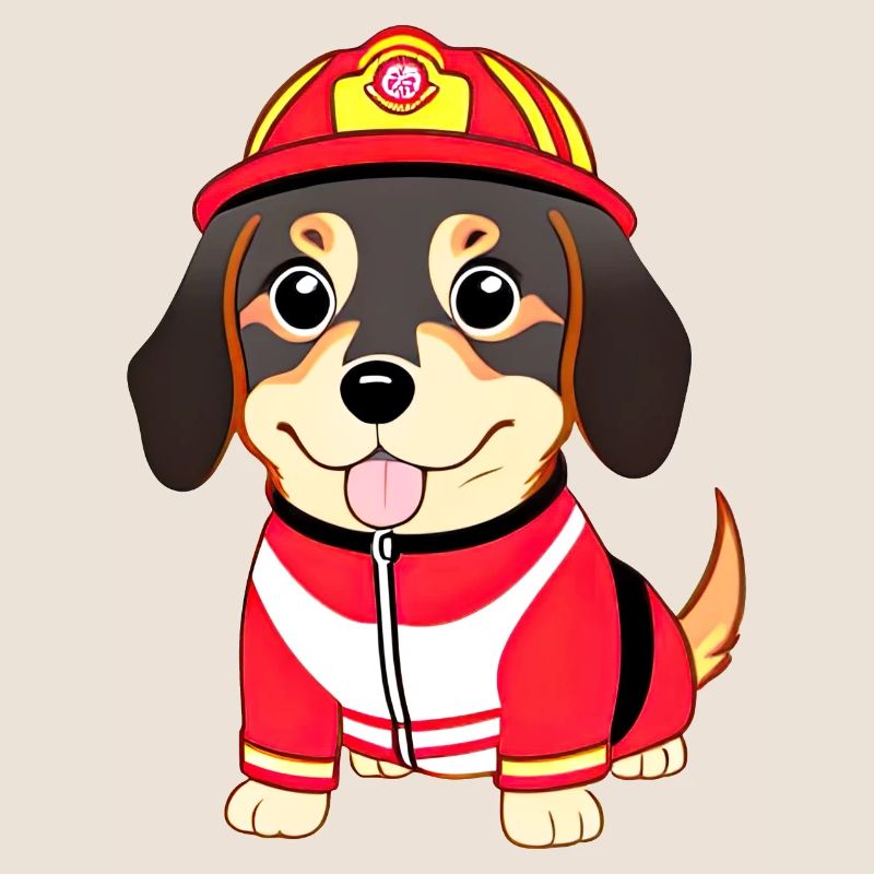 Chiot, chien comme pompier