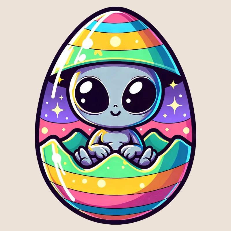 Conception d’éclosion d’oeuf de Pâques extraterrestre : surprise colorée