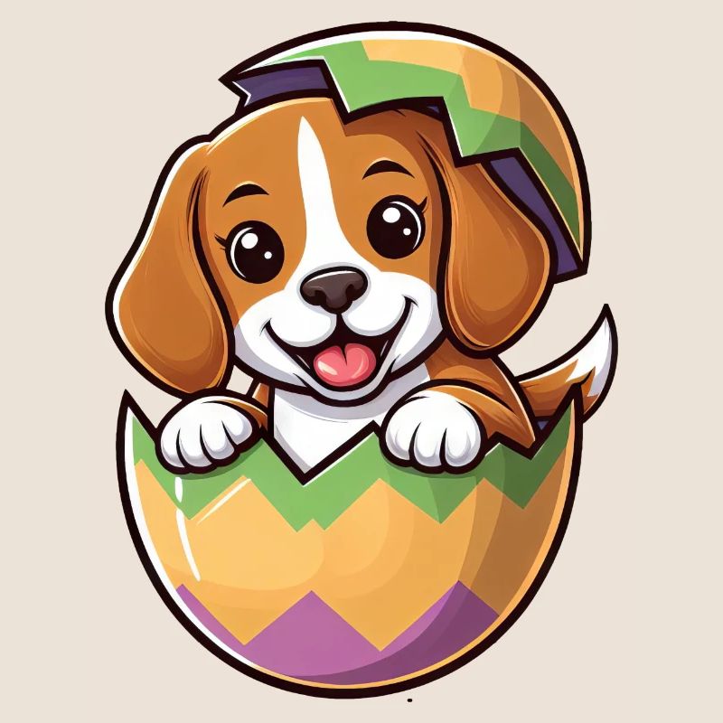 Oeuf de Pâques coloré avec conception de Beagle à éclosion