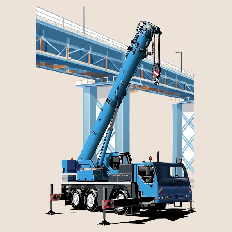 Mobile crane assembles bridge sections