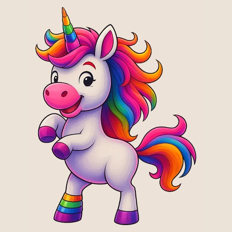 Bunter Einhorn mit Regenbogenmähne