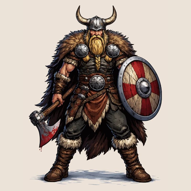 Viking Warrior with Shield and Axe